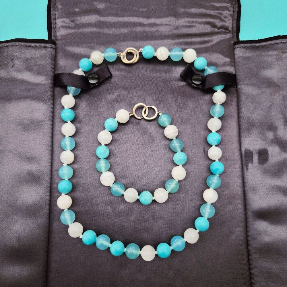 Tiffany & Co. Paloma Picasso Amazonite Moonstone Chalcedony Bracelet Necklace - Picture 11 of 13